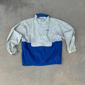 Vintage Reebok Track Jacket Mens X-Large Windbreaker Retro Nylon 90s Grey Blue